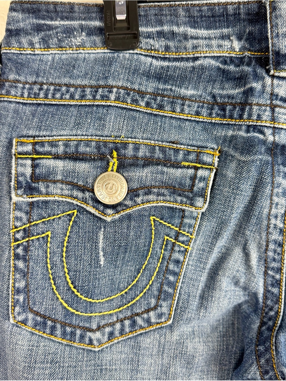 True Religion Joey Big T Bell Bottom Jeans Women’s Size 20 Y2K Retro Flare USA - Picture 10 of 14